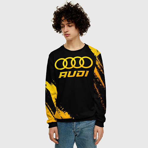 Мужской свитшот Audi - gold gradient / 3D-Черный – фото 3