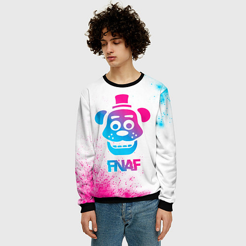 Мужской свитшот FNAF neon gradient style / 3D-Черный – фото 3