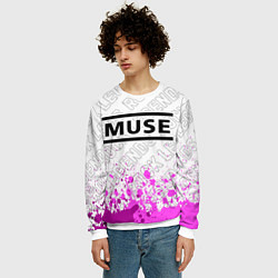 Свитшот мужской Muse rock legends: символ сверху, цвет: 3D-белый — фото 2