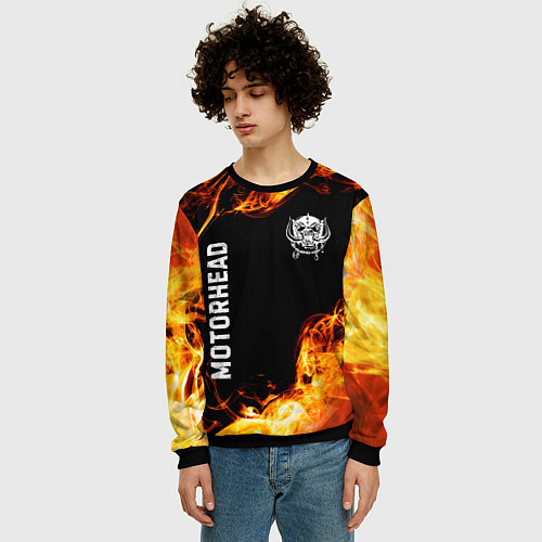 Мужской свитшот Motorhead и пылающий огонь / 3D-Черный – фото 3