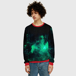 Свитшот мужской Зелёная галактика Midjourney, цвет: 3D-красный — фото 2