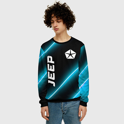 Мужской свитшот Jeep неоновые лампы / 3D-Черный – фото 3