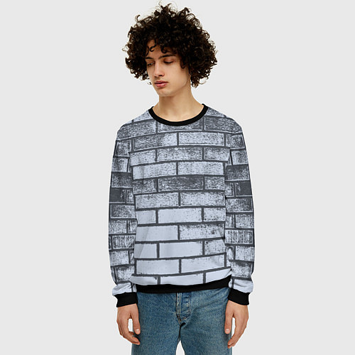 Мужской свитшот Grey wall / 3D-Черный – фото 3