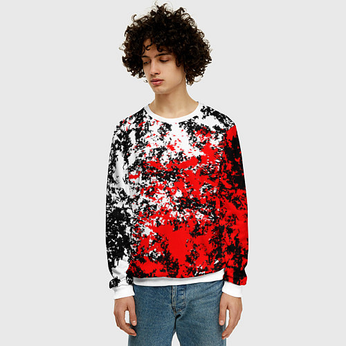 Мужской свитшот Красная и белая краска / 3D-Белый – фото 3