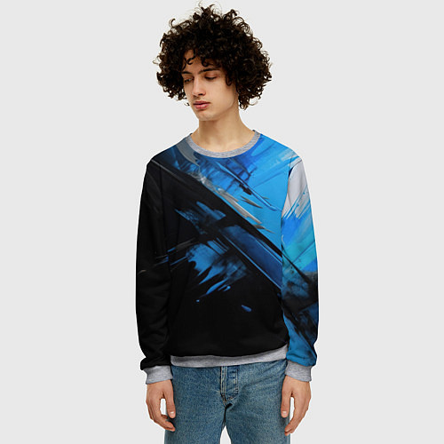 Мужской свитшот Черно-синяя краска / 3D-Меланж – фото 3