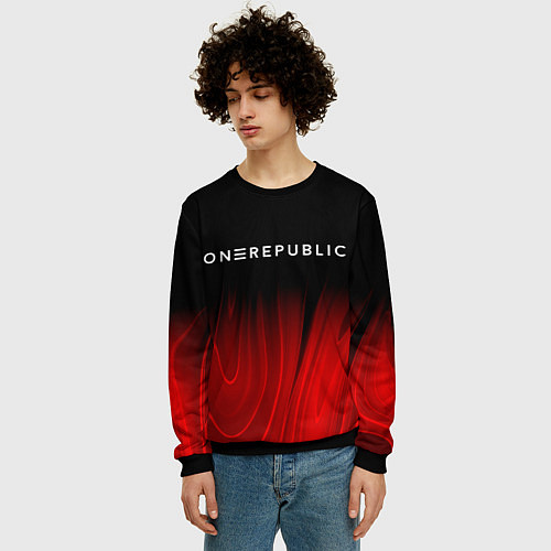 Мужской свитшот OneRepublic red plasma / 3D-Черный – фото 3