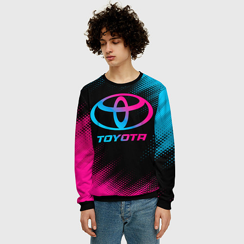 Мужской свитшот Toyota - neon gradient / 3D-Черный – фото 3