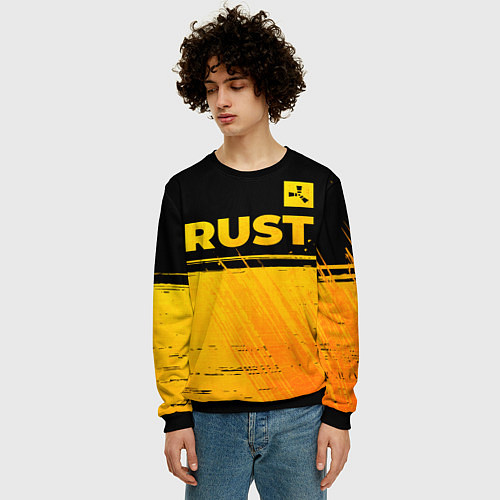 Мужской свитшот Rust - gold gradient: символ сверху / 3D-Черный – фото 3