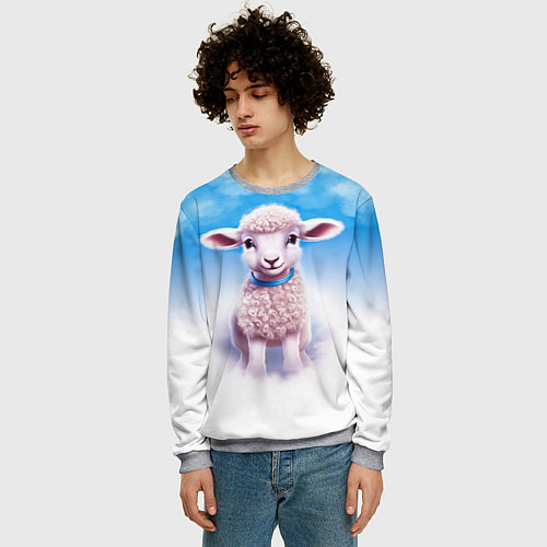 Мужской свитшот Ягнёнок / 3D-Меланж – фото 3