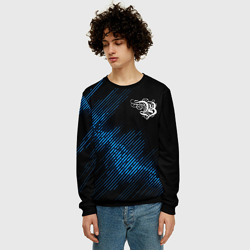 Мужской свитшот Burzum звуковая волна / 3D-Черный – фото 3