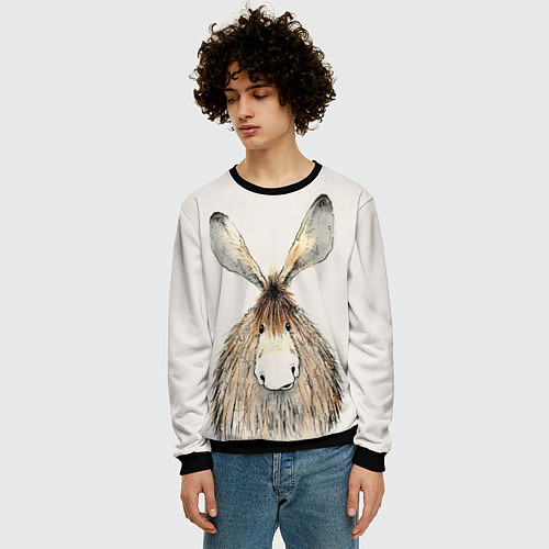 Мужской свитшот Ушастый ослик / 3D-Черный – фото 3