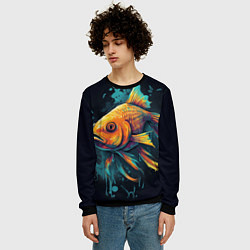 Свитшот мужской Золотая рыбка: арт нейросети, цвет: 3D-черный — фото 2