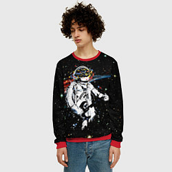 Свитшот мужской Космонавт играет рок на гитаре, цвет: 3D-красный — фото 2