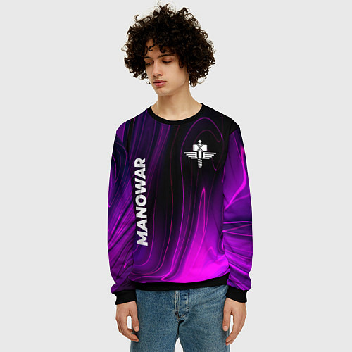 Мужской свитшот Manowar violet plasma / 3D-Черный – фото 3