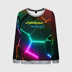 Свитшот мужской Cyberpunk 2077 phantom liberty logo neon, цвет: 3D-меланж