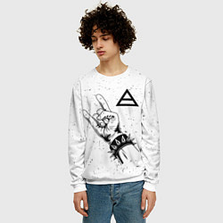 Свитшот мужской Thirty Seconds to Mars и рок символ, цвет: 3D-белый — фото 2