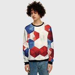Свитшот мужской Белые синие красные плиты, цвет: 3D-черный — фото 2