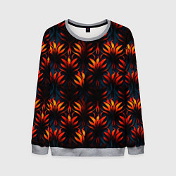 Свитшот мужской Оранжевые неоновые листья, цвет: 3D-меланж