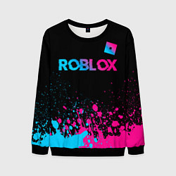 Свитшот мужской Roblox - neon gradient: символ сверху, цвет: 3D-черный