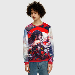 Свитшот мужской Японская девушка от нейросети, цвет: 3D-красный — фото 2