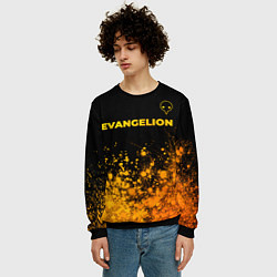 Свитшот мужской Evangelion - gold gradient: символ сверху, цвет: 3D-черный — фото 2
