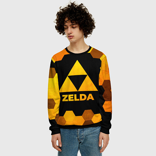 Мужской свитшот Zelda - gold gradient / 3D-Черный – фото 3