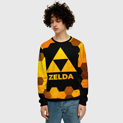 Свитшот мужской Zelda - gold gradient, цвет: 3D-черный — фото 2