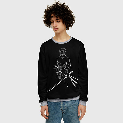 Мужской свитшот Roronoa Zoro - One Piece / 3D-Меланж – фото 3