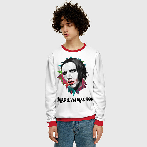 Мужской свитшот Marilyn Manson art / 3D-Красный – фото 3