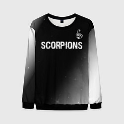Свитшот мужской Scorpions glitch на темном фоне: символ сверху, цвет: 3D-черный