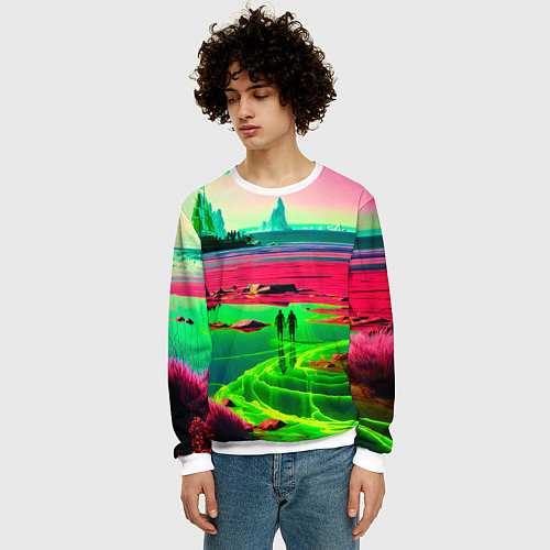 Мужской свитшот Кислотный мир / 3D-Белый – фото 3