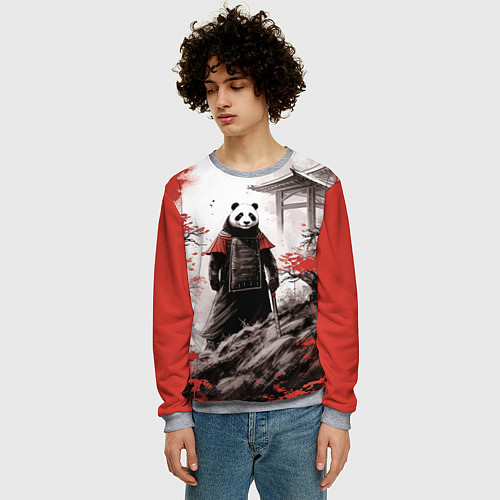 Мужской свитшот Panda samurai / 3D-Меланж – фото 3