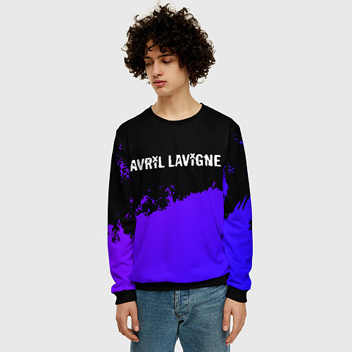 Мужской свитшот Avril Lavigne purple grunge / 3D-Черный – фото 3