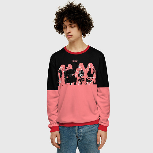 Мужской свитшот BLACK PINK на черно-розовом / 3D-Красный – фото 3