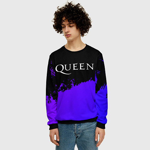Мужской свитшот Queen purple grunge / 3D-Черный – фото 3