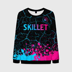 Свитшот мужской Skillet - neon gradient: символ сверху, цвет: 3D-черный