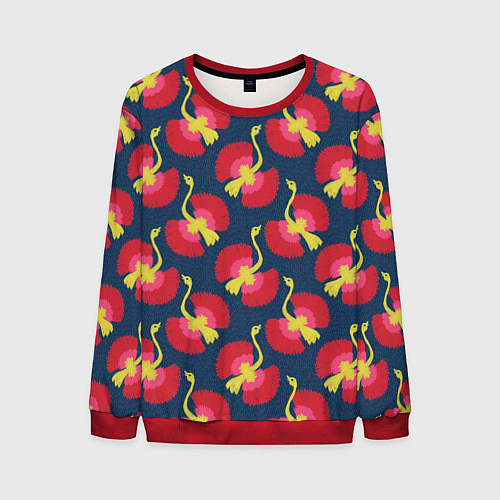 Мужской свитшот Тропические птицы / 3D-Красный – фото 1