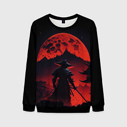 Свитшот мужской Самурай, деревня и луна - мрачный, цвет: 3D-черный