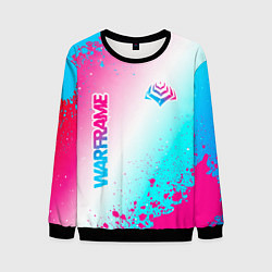 Мужской свитшот Warframe neon gradient style: надпись, символ