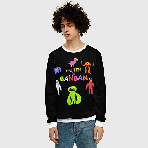Мужской свитшот Детский сад Банбана персонажи / 3D-Белый – фото 3