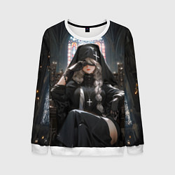 Свитшот мужской Монашка 2b от нейросети, цвет: 3D-белый