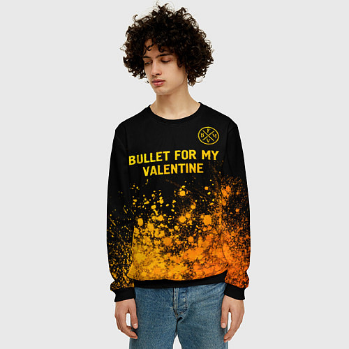 Мужской свитшот Bullet For My Valentine - gold gradient: символ св / 3D-Черный – фото 3