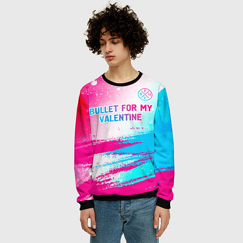 Мужской свитшот Bullet For My Valentine neon gradient style: симво / 3D-Черный – фото 3