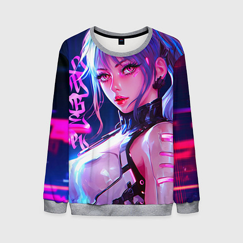 Мужской свитшот Кибер-девушка неон аниме / 3D-Меланж – фото 1