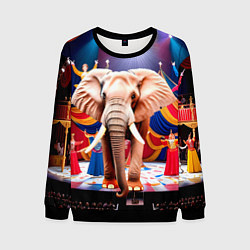 Свитшот мужской Слон с цирке, цвет: 3D-черный