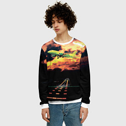Свитшот мужской Боинг 737 Суровый закат, цвет: 3D-белый — фото 2