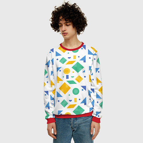 Мужской свитшот Funny geometry / 3D-Красный – фото 3