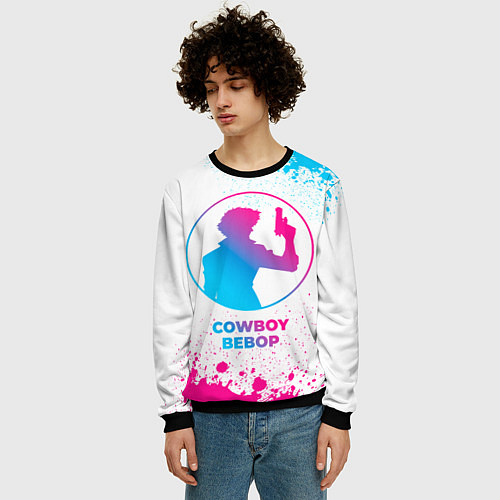 Мужской свитшот Cowboy Bebop neon gradient style / 3D-Черный – фото 3