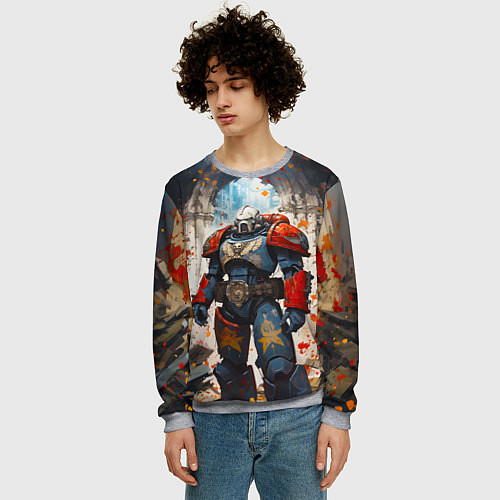 Мужской свитшот Космодесант - Warhammer 40k / 3D-Меланж – фото 3