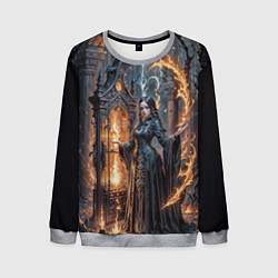 Свитшот мужской Готическая ведьма и огонь в подземелье, цвет: 3D-меланж